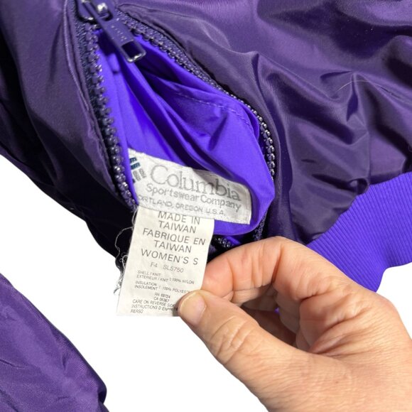 Vintage Columbia Womens Purple Insulated Jacket Reversible Size S Nylon 90 y2K - Picture 5 of 9